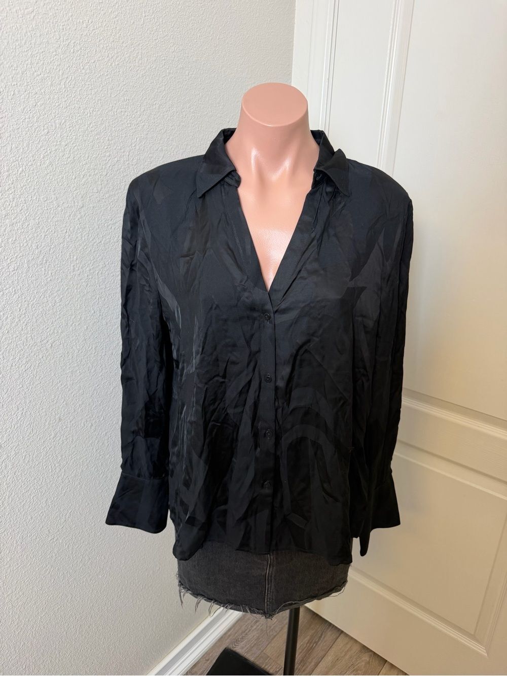 Ba&Sh Black Long-Sleeve Button-Down Blouse Sz L
